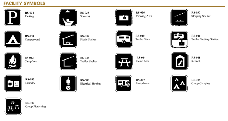 Click here for a complete list of Facility Symbols & Signs