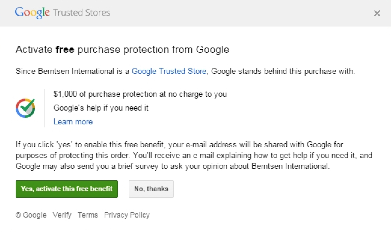 Google Trusted Store: Berntsen International Inc.