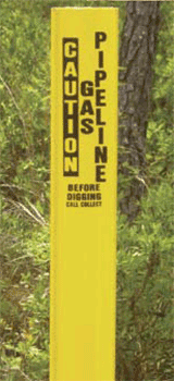 Carsonite Utility Marker Post - with Caution Gas Pipeline decal