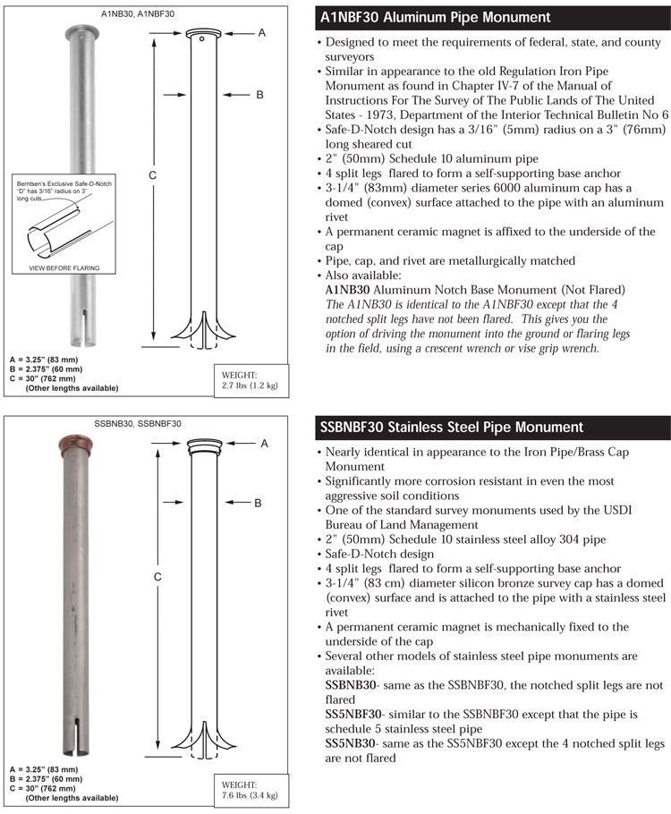 Berntsen Aluminum Magnetic Pipe Monuments