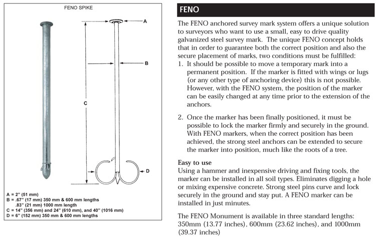 Berntsen FENO survey monument spike