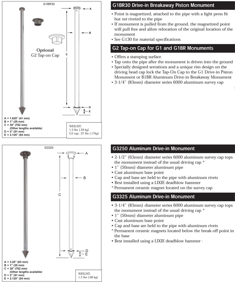 Berntsen G3325 Aluminum Drive-in survey monument