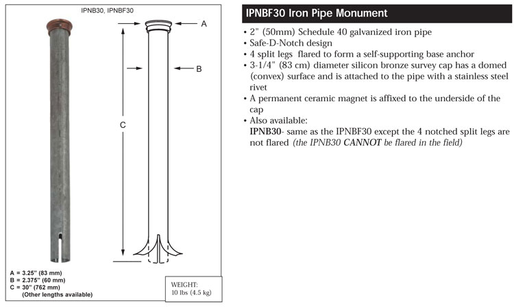 Berntsen Iron Pipe Magnetic Monuments