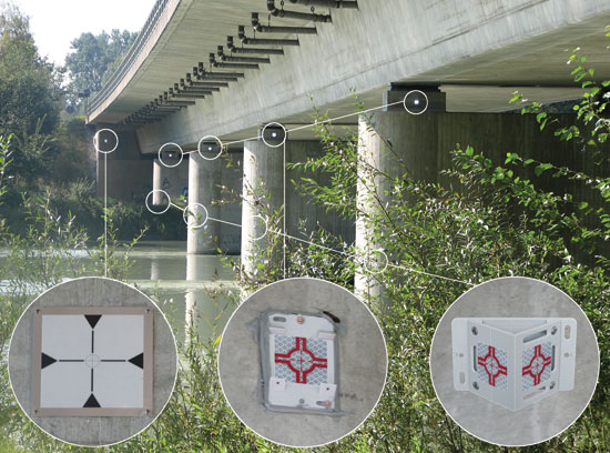 Long distance monitoring targets for bridges