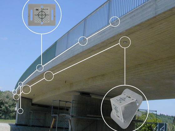 Bridge Construction being monitored for movement using reflective survey targets