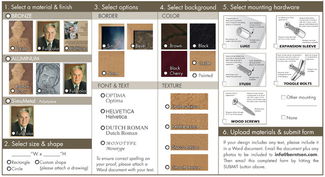 Bronze Plaque layout & design form