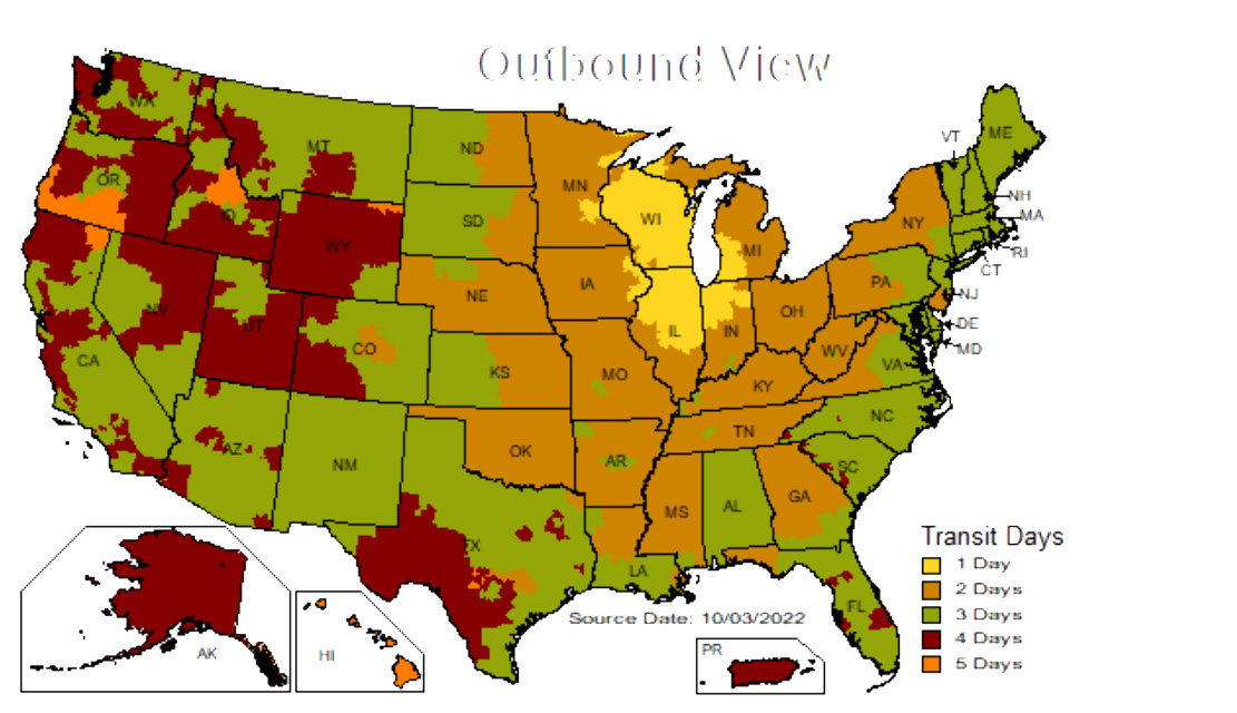 UPS Shipping map 2022